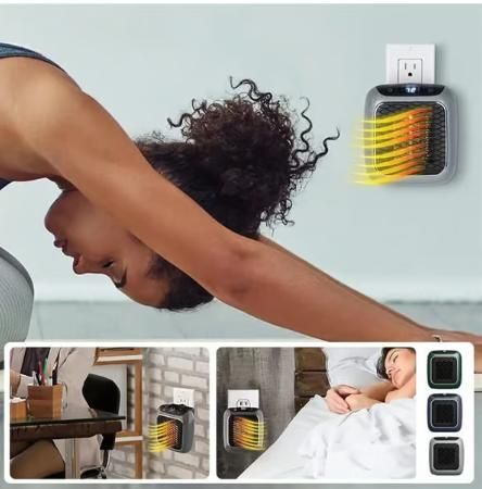 SLINCE 800 Convenient Wall Outlet Heater with Adjustable Thermostat Programmable 12 Hour Timer Auto Shut-Off - Mini Ceramic Heater Quiet and Space Saving